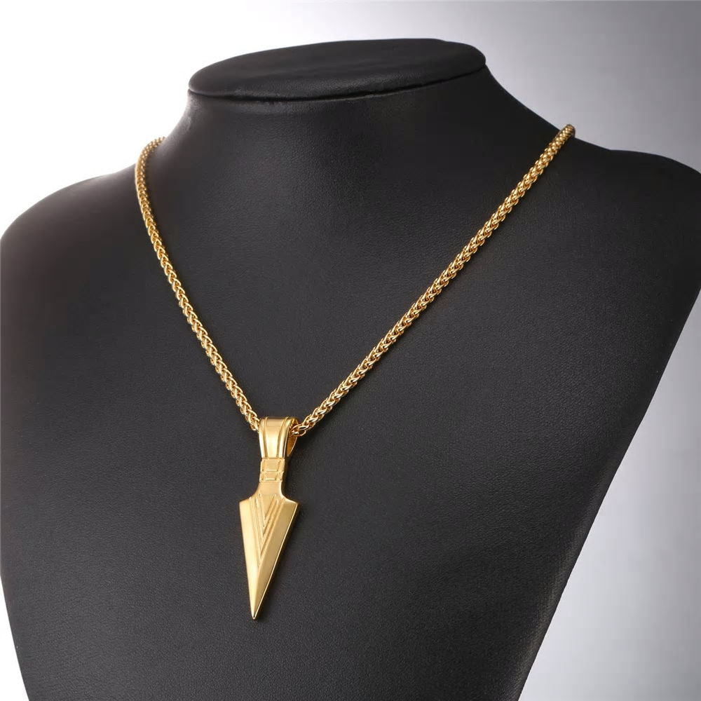 Men Fashion Jewelry Gold Silver Arrow Head Pendant Long Chain Necklace Gift