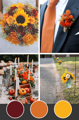 10-Fall-Wedding-Colors_Raspberry Orange Sunflower