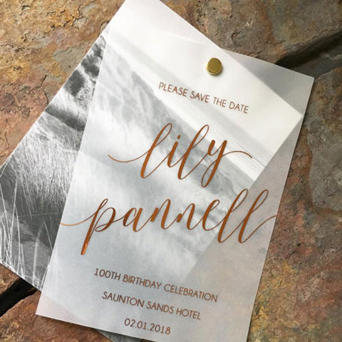 Copper Foil on Vellum Invitation-by Lily and Jack Paper Studio