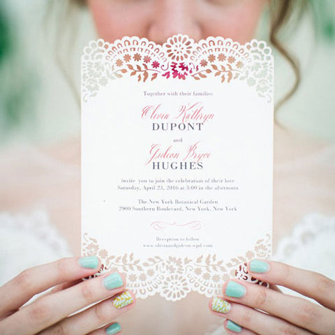 Floral Laser Cut Wedding Invitation by Wedding Paper Divas