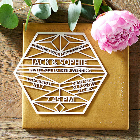 Laser Cut Geometric Wedding Invitation by LauraMillustration