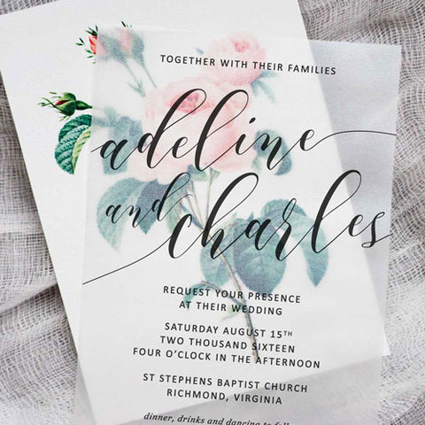 Vellum Floral Wedding Invitation-via Pipkin Paper Company