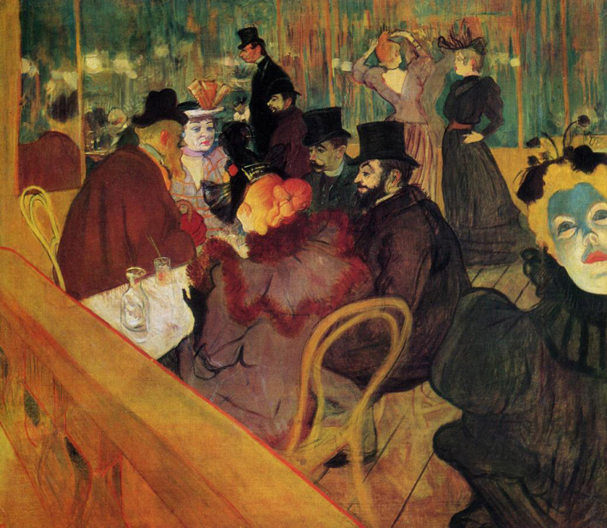 “Au Moulin Rouge” by Toulouse-Lautrec featuring two No. 14 chairs