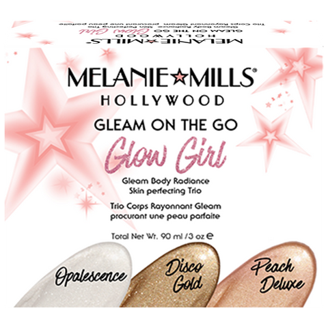 Melanie Mills Hollywood Gleam On The Go 'Glow Girl' Skin Perfecting Trio, UK Stockist, MyBeautyBar.co.uk