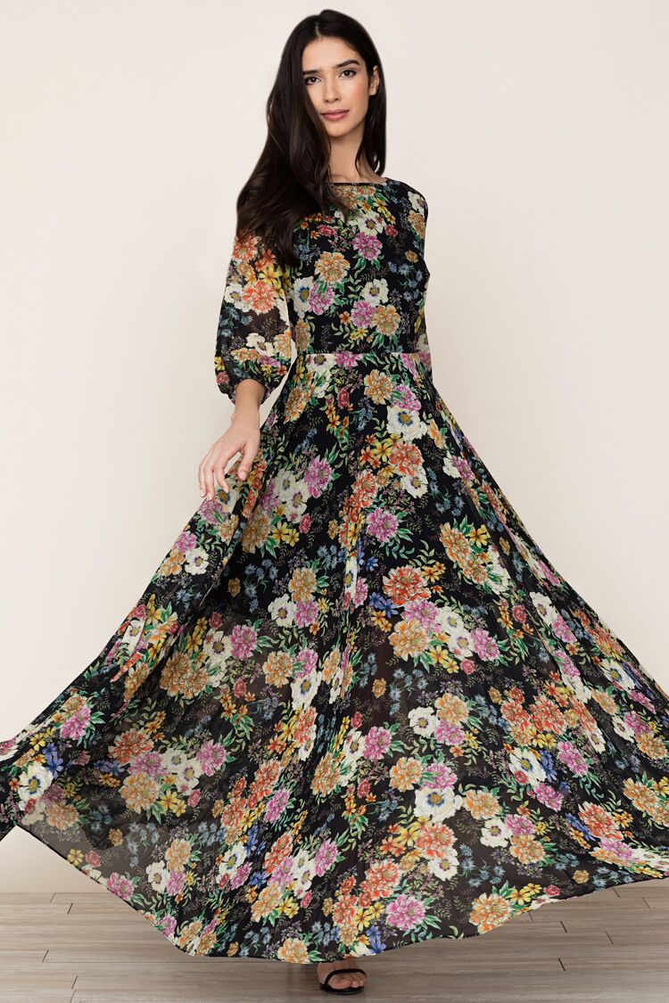 Woodstock Floral Long Dress | Maxi 