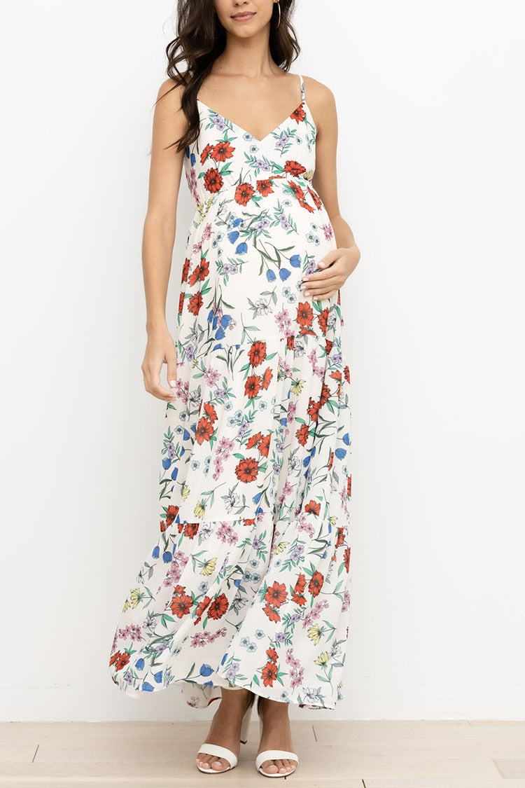 spaghetti strap maternity maxi dress