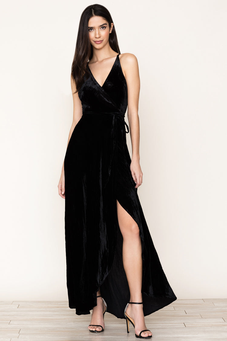 black velour maxi dress