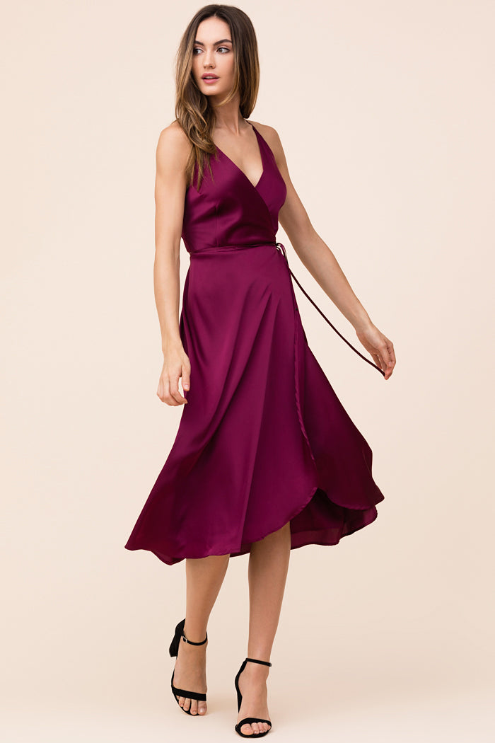 magenta wedding guest dress