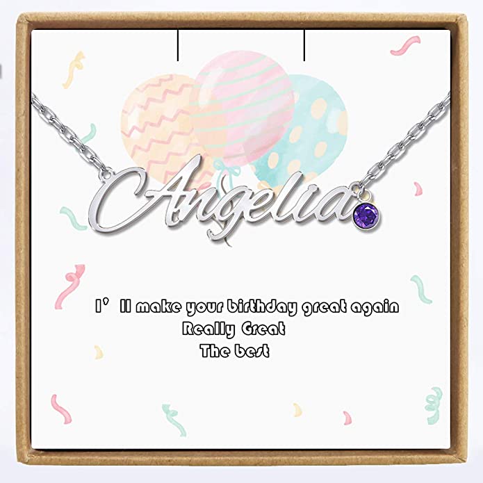 Jecivila Personalized Name Necklace Custom Nameplate Pendant with Birthstone Birthday Necklace Gift Jecivila Personalized Name Necklace Custom Nameplate Pendant with Birthstone Birthday Necklace Gift