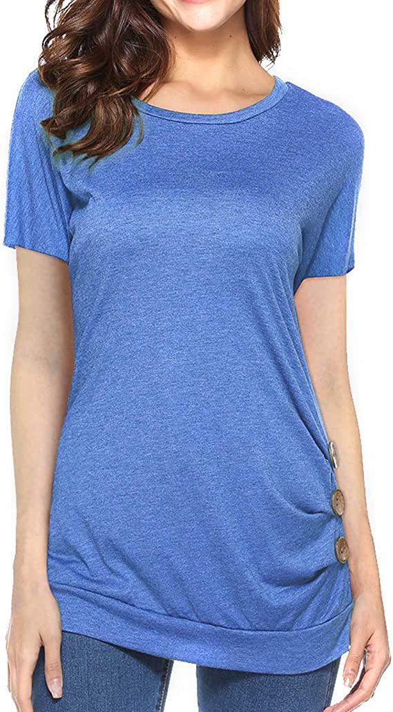 Yasmine Womens Long Sleeve T-Shirt Casual Blouses Round Neck Pockets Top Yasmine Womens Long Sleeve T-Shirt Casual Blouses Round Neck Pockets Top