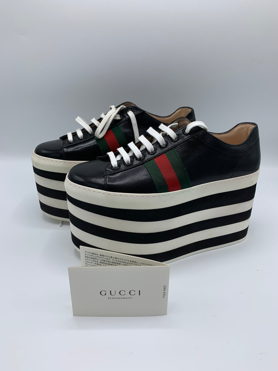 Gucci Peggy Leather Platform Sneakers 