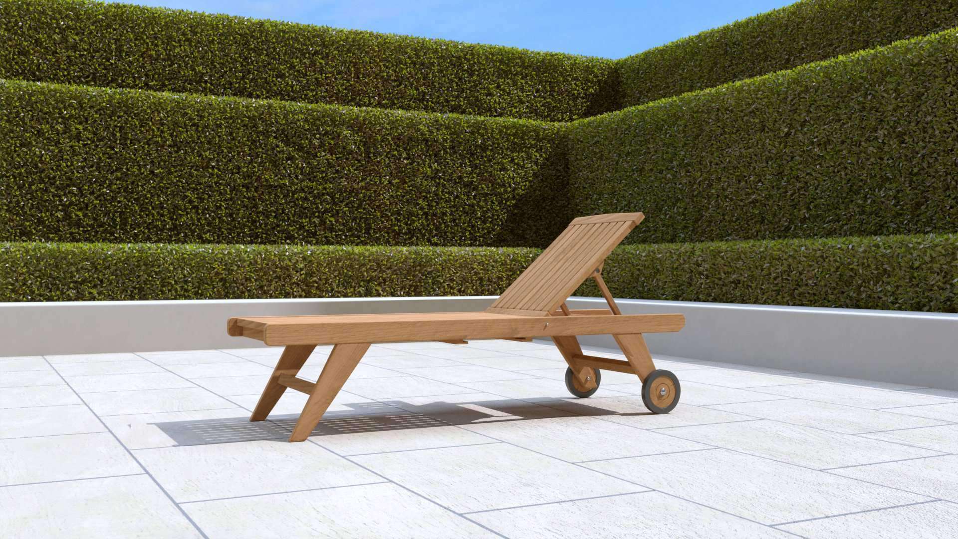 Teak Sun Lounger High Level with Wheels (Cocoa Cushion) - Chic Teak® | Luxury Teak Furniture