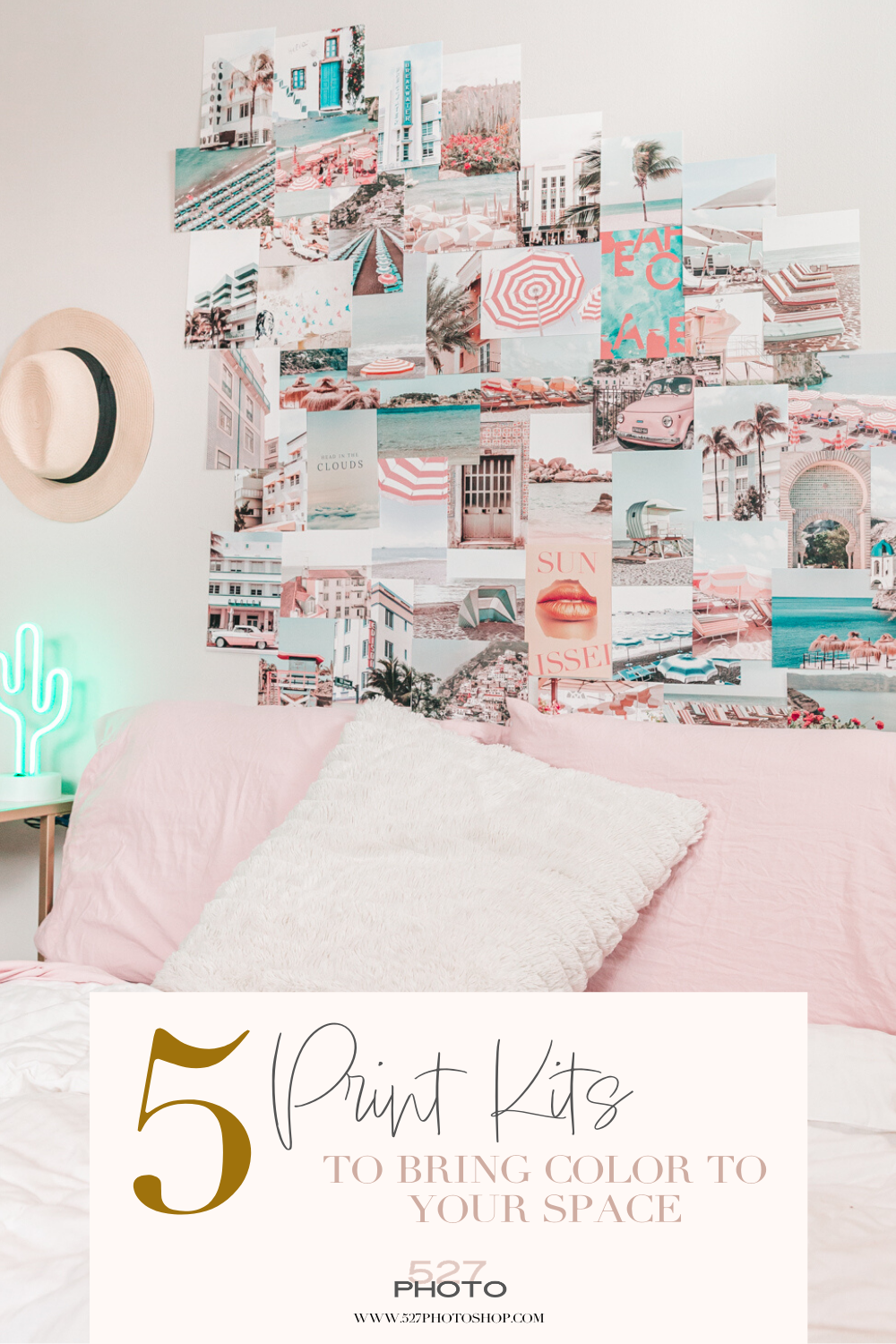 Collage kit pastel pink wall art apartment decor