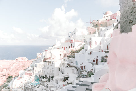 santorini greece blush prints