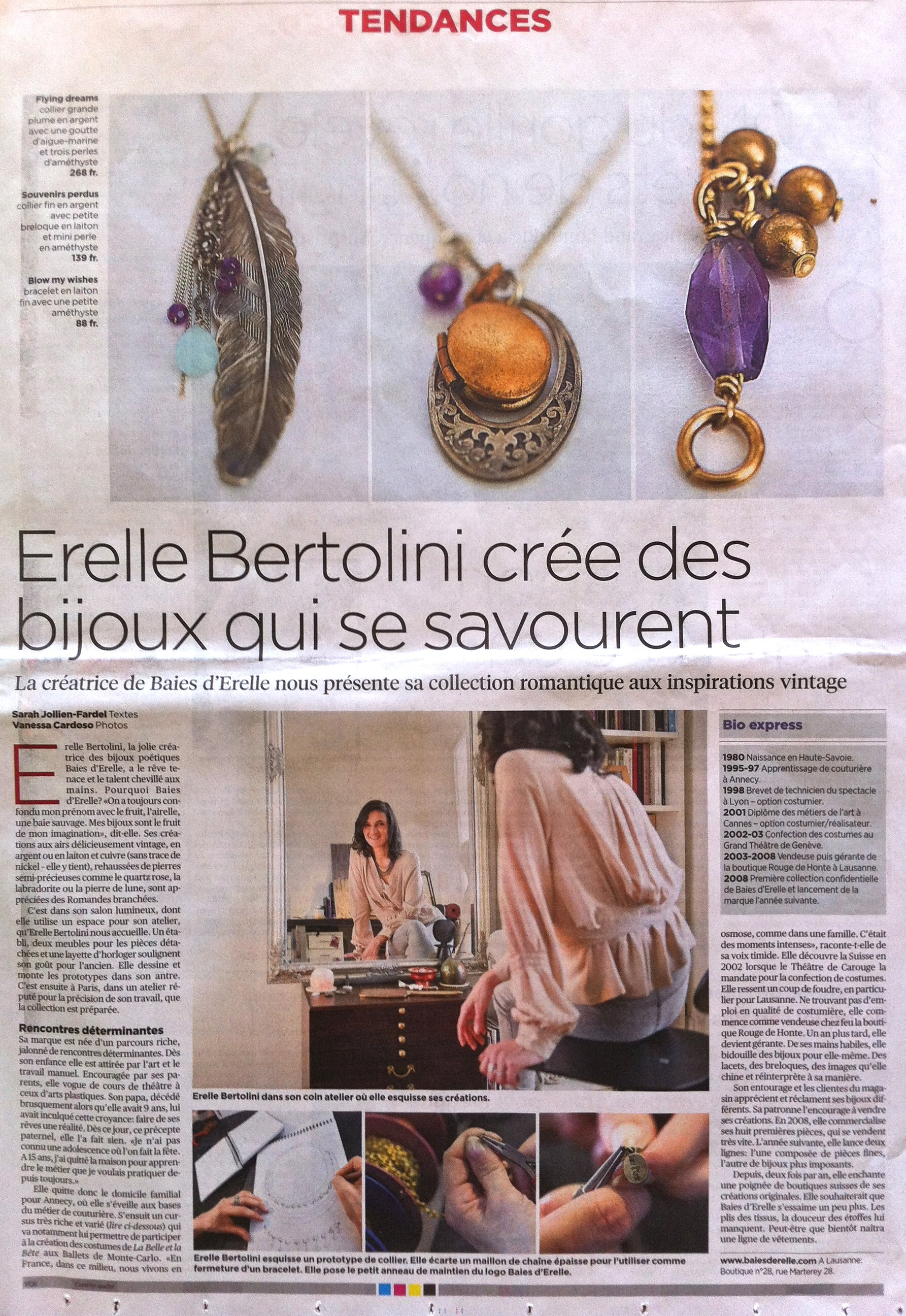 Baies d'Erelle bijoux créateur fantaisie vintage perles pierres Lausanne découverte or laiton cuivre