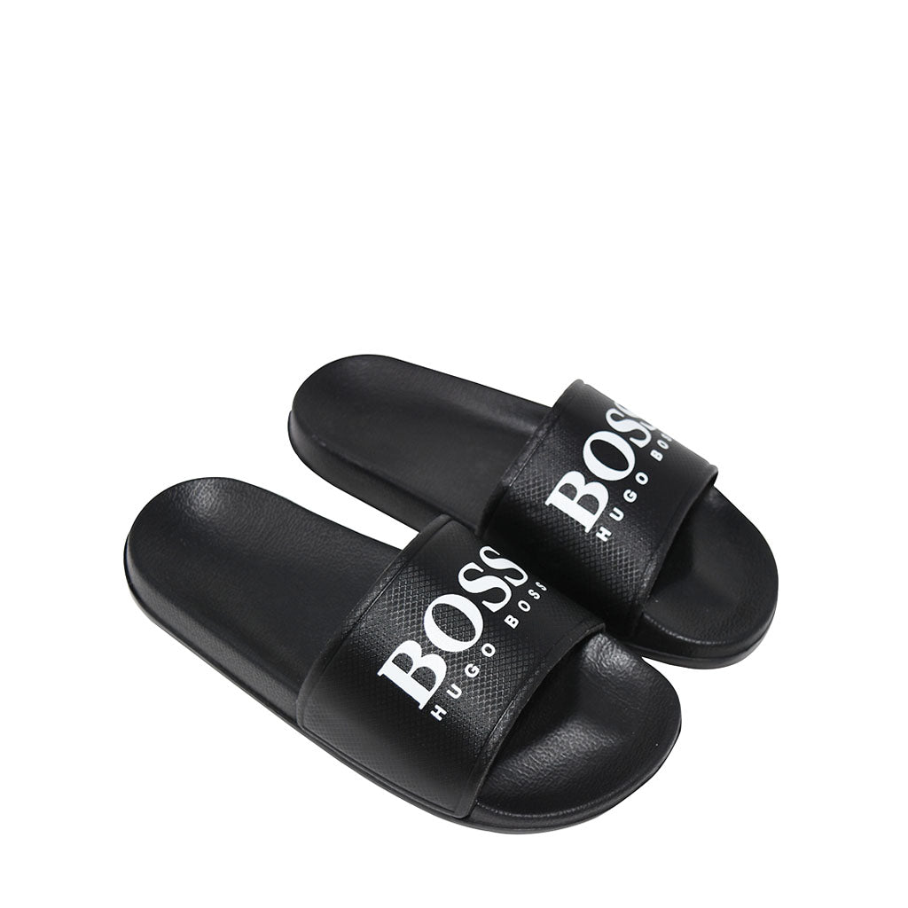 BOSS Boys Black Logo Slides – Baby 