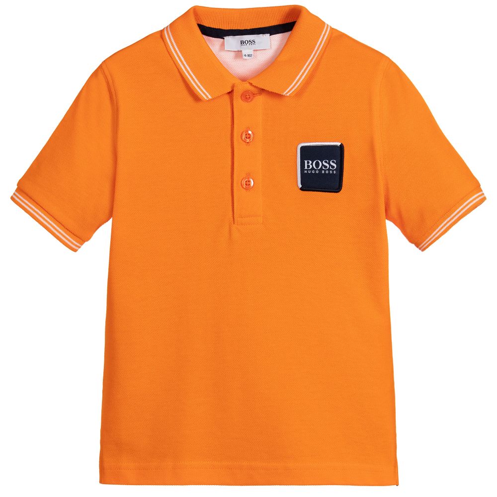 HUGO BOSS Boys Orange Cotton Polo Shirt 