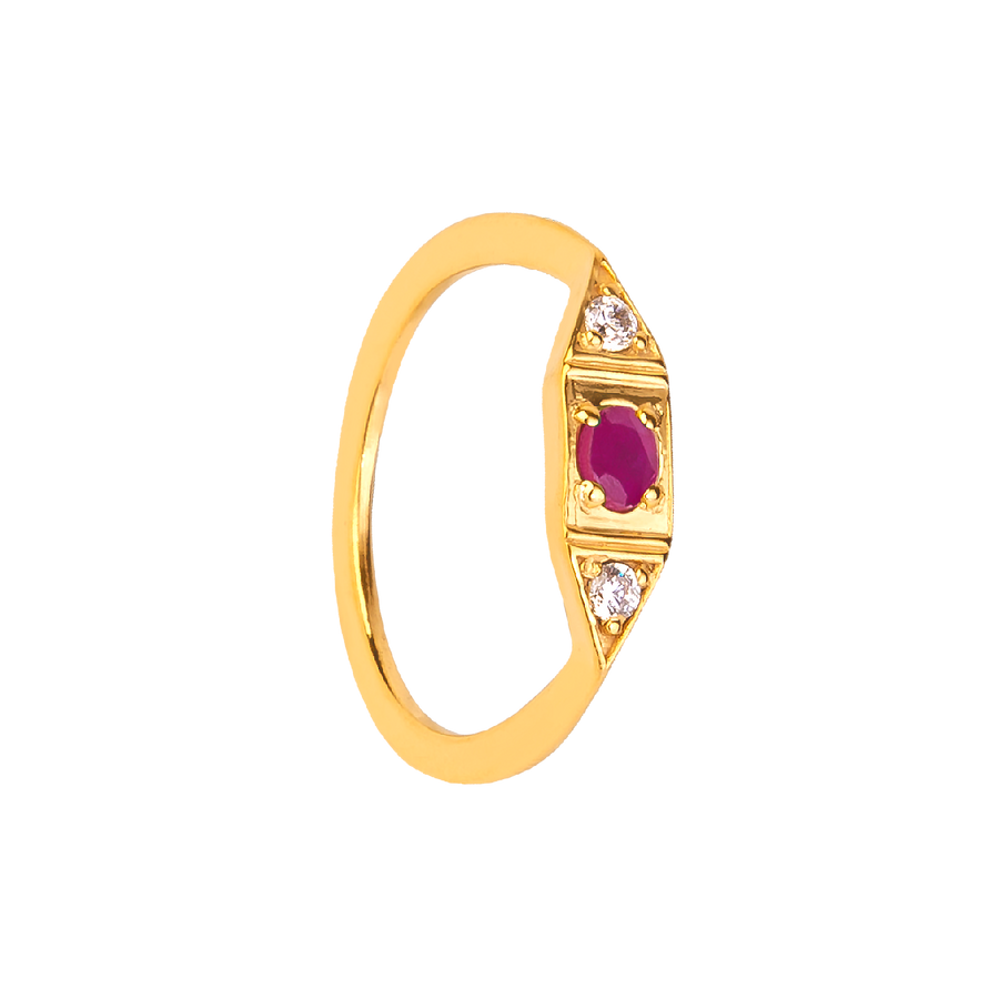 GARNET COMET GOLD RING_Stackable Ring_1_ALEYOLE JEWELRY