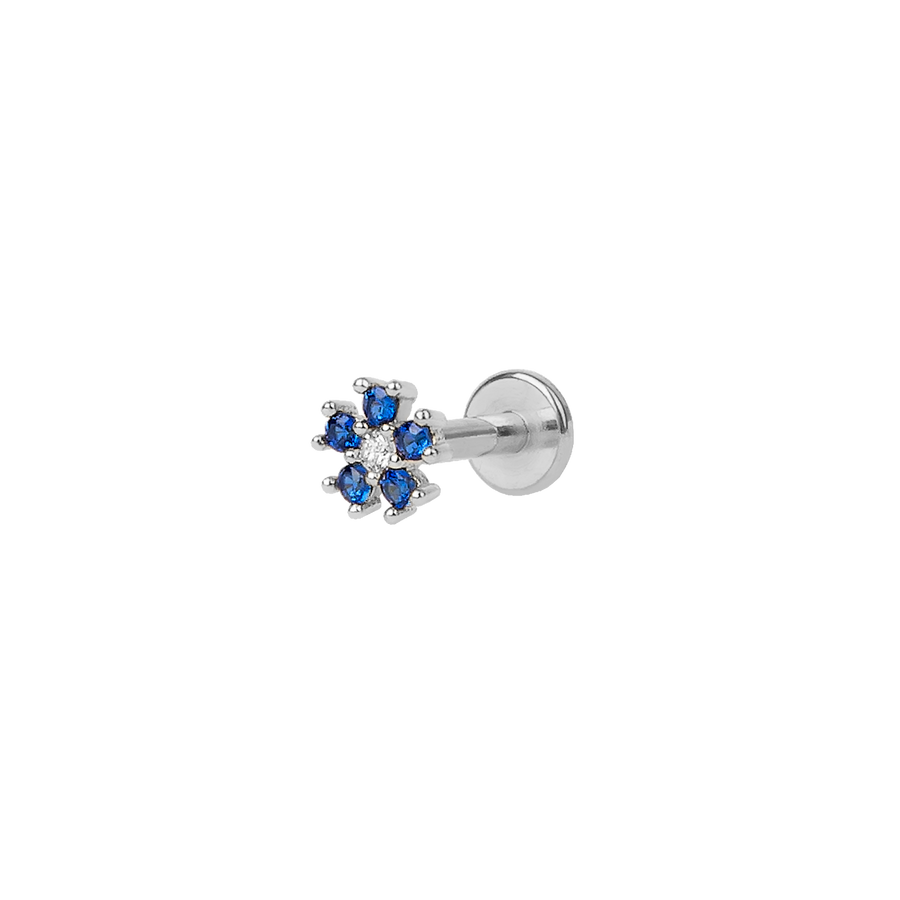 BLUE FLORAL SILVER PIERCING_Piercings_1_ALEYOLE JEWELRY