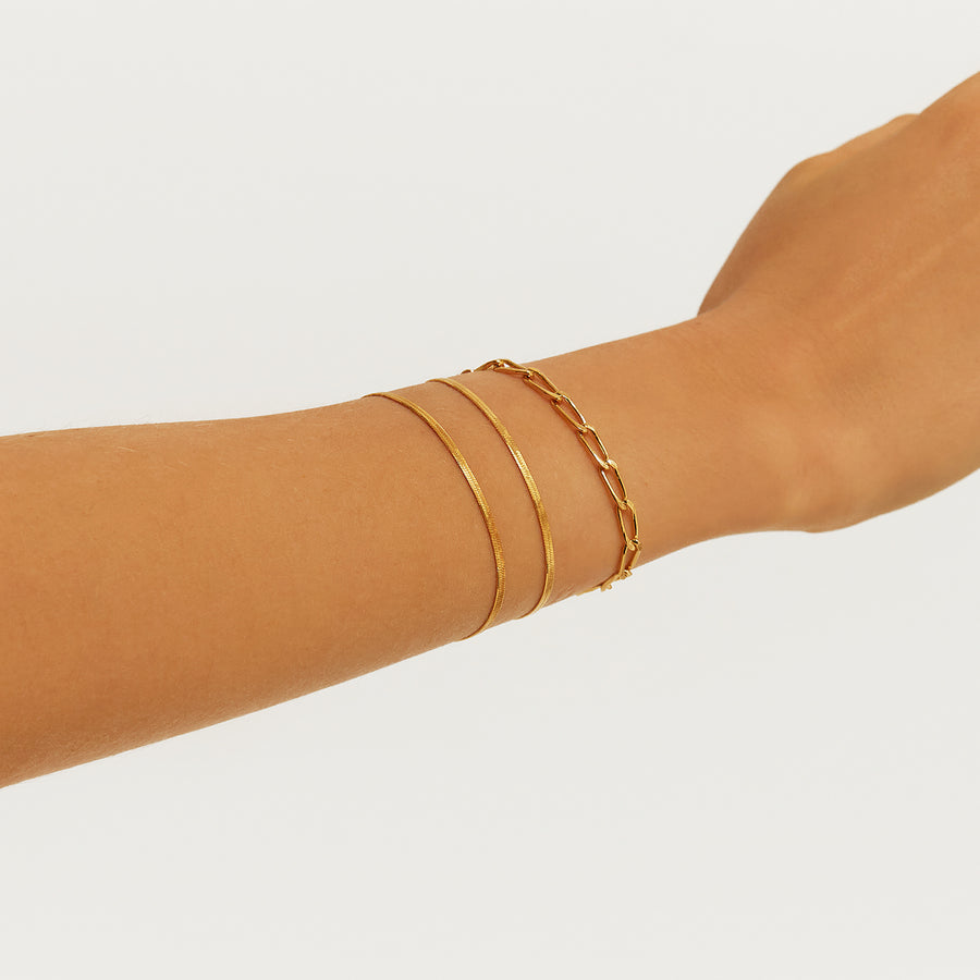 THIN HERRINGBONE GOLD BRACELET_Chain Bracelet_2_ALEYOLE JEWELRY