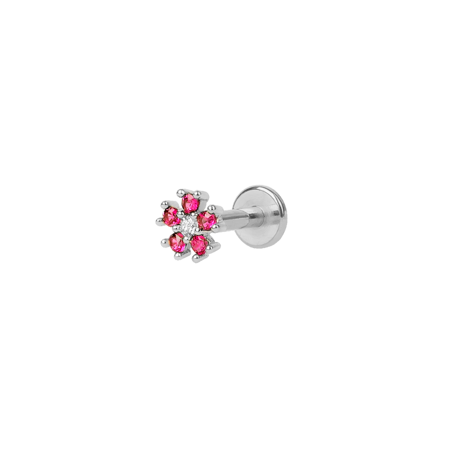 CHERRY FLORAL SILVER PIERCING_Piercings_1_ALEYOLE JEWELRY