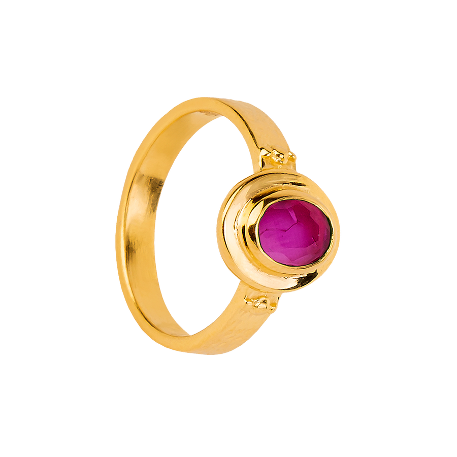 GARNET COSMOS GOLD RING_Signet Ring_1_ALEYOLE JEWELRY