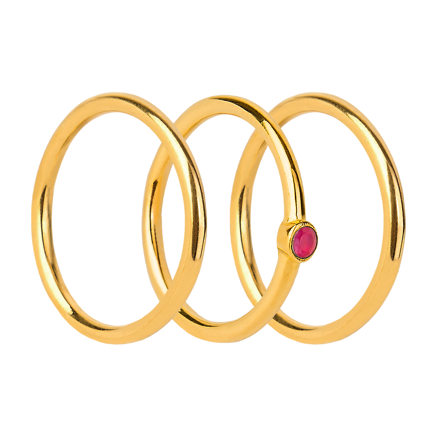 GARNET ORBIT GOLD RINGS_Stackable Ring_1_ALEYOLE JEWELRY