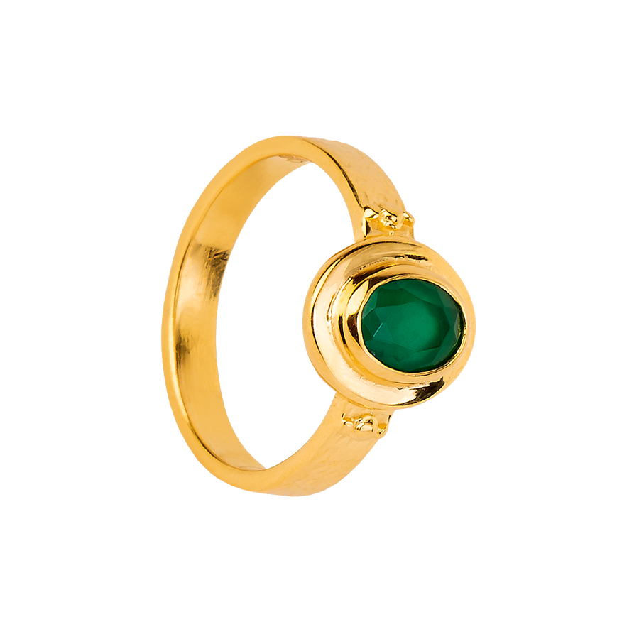 GREEN COSMOS GOLD RING_Signet Ring_1_ALEYOLE JEWELRY