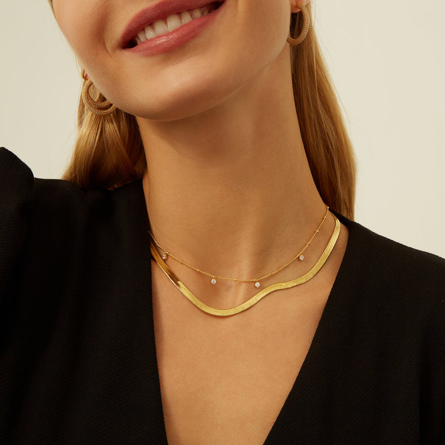 HERRINGBONE GOLD CHAIN_Chain Necklace_2_ALEYOLE JEWELRY