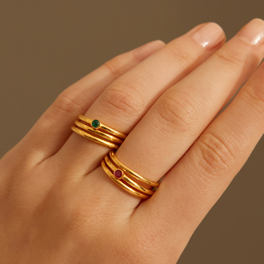 GREEN ORBIT GOLD RINGS_Stackable Ring_2_ALEYOLE JEWELRY