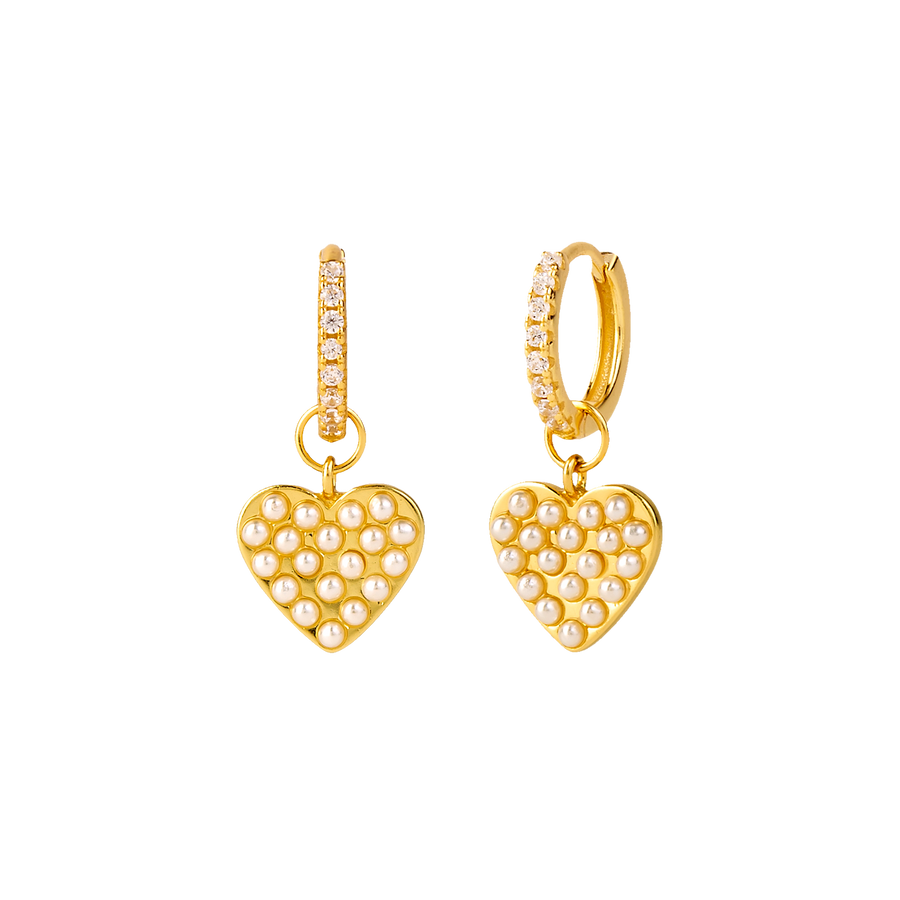 PEARLY HEART GOLD EARRINGS_Hoop Earrings Outlet_1_ALEYOLE JEWELRY