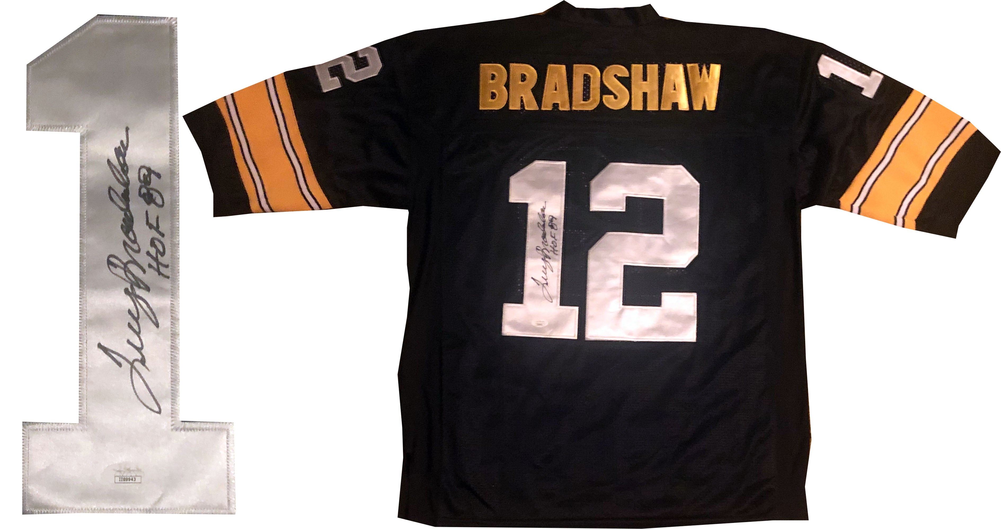 Pittsburgh Steelers Terry Bradshaw Autographed Framed Black Jersey Beckett  BAS Stock #206949