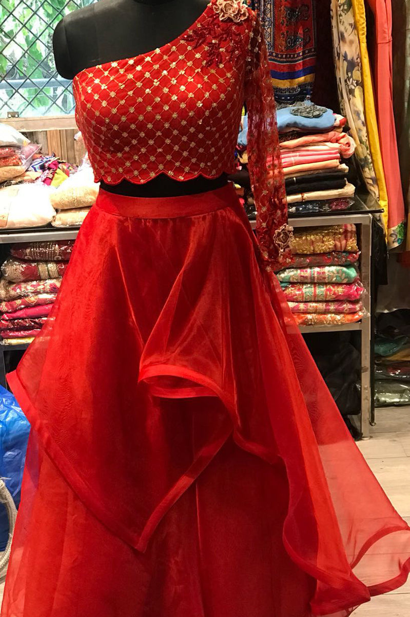 red crop top dress