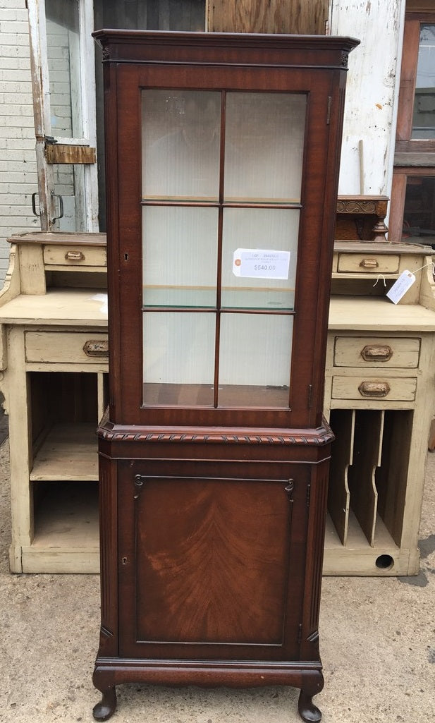 Narrow Georgian Style Walnut China Cabinet Lots Of Furniture