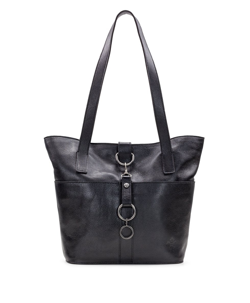 black bucket tote bag