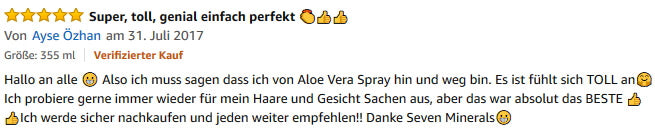 Amazon review - Aloe Vera Spray