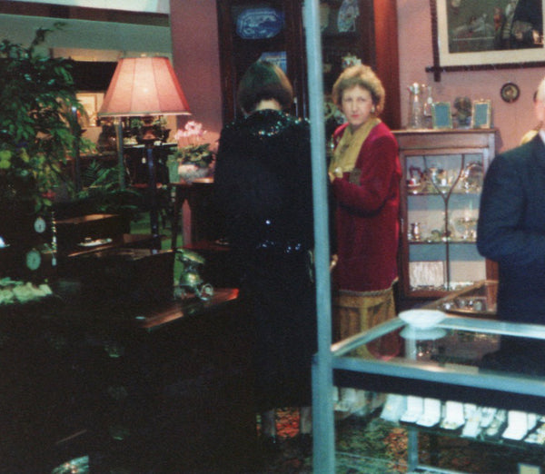 Mary Howard in the 1980s at a local antique Fair and the two of us working on the stall