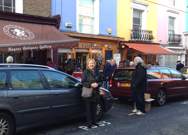 Bloomsbury Founder Mary Howard - outside Rogers Gallery our favourite arcade at Portabello Rd