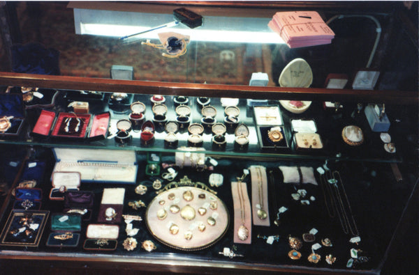 Bloomsbury Antiques - Jewellery Collection in the 1980's - inside a display case
