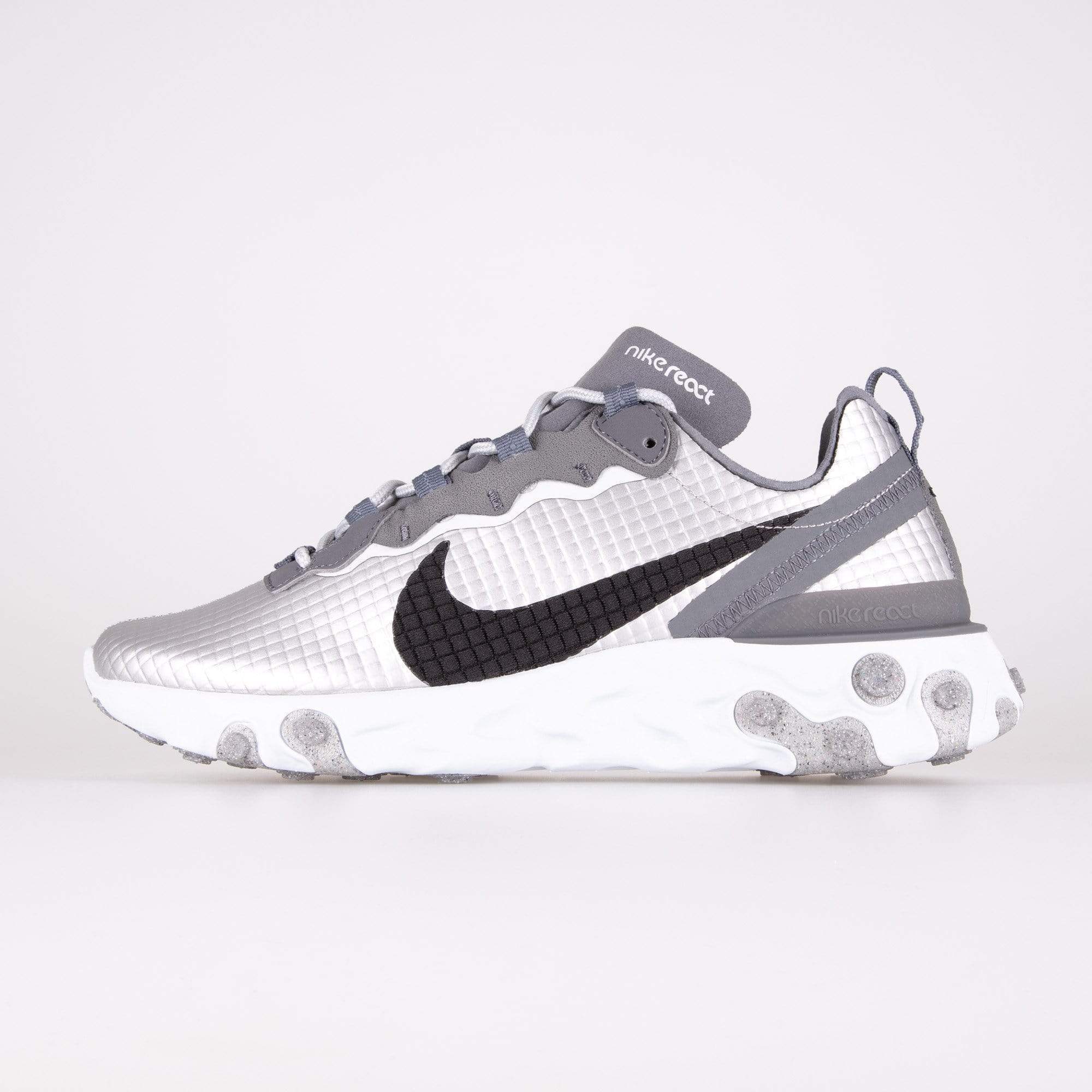 nike white and silver react element 55 trainers