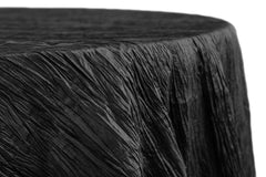 Accordion Crinkle Taffeta 120" Round Tablecloth - Black