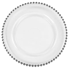 Beaded Glass Charger Plate – Silver trim
