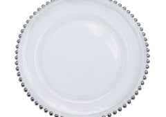 Beaded Glass Charger Plate – Silver trim