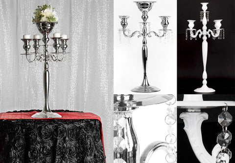 Crystal Wedding Centerpieces Candelabra Gold and White