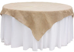 Burlap 72″ Square Table Overlay Topper – Natural Tan