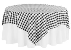 Checkered Square 90″x90″ Polyester Overlay/Tablecloth – Black/White