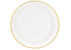 Classic Plastic Plates 10.25″ Large (10/pk) – White/Gold Trim