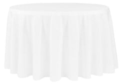 Economy Polyester Tablecloth 108″ Round – White