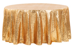 Glitz Sequins 120" Round Tablecloth - Gold