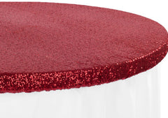 Glitz Sequin Table Topper/Cap 48″ Round – Apple Red